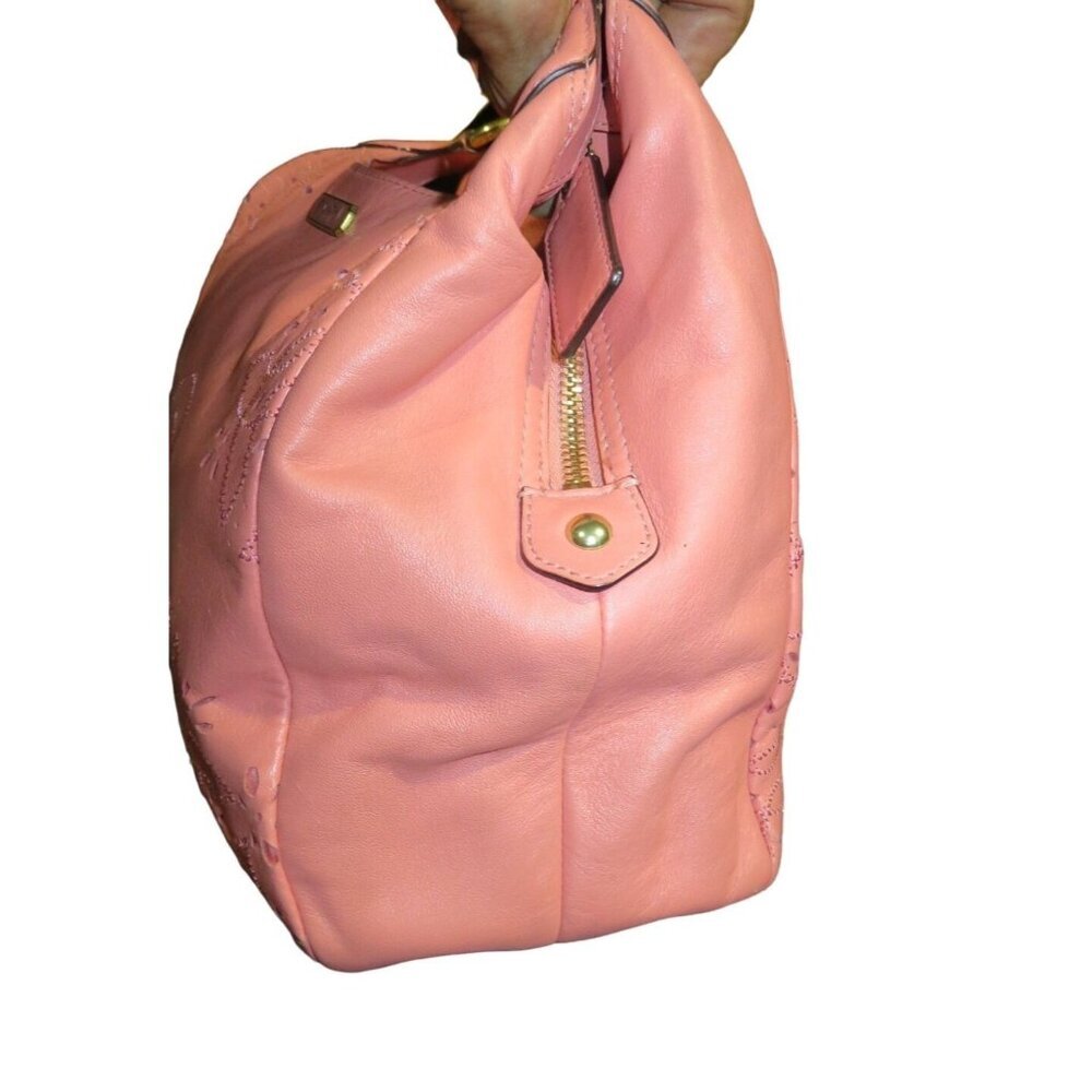 Coach 2012 Ashley Pink Leather Laser Cut Eyelet Triple Compartment Hobo Bag - Picture 3 of 14